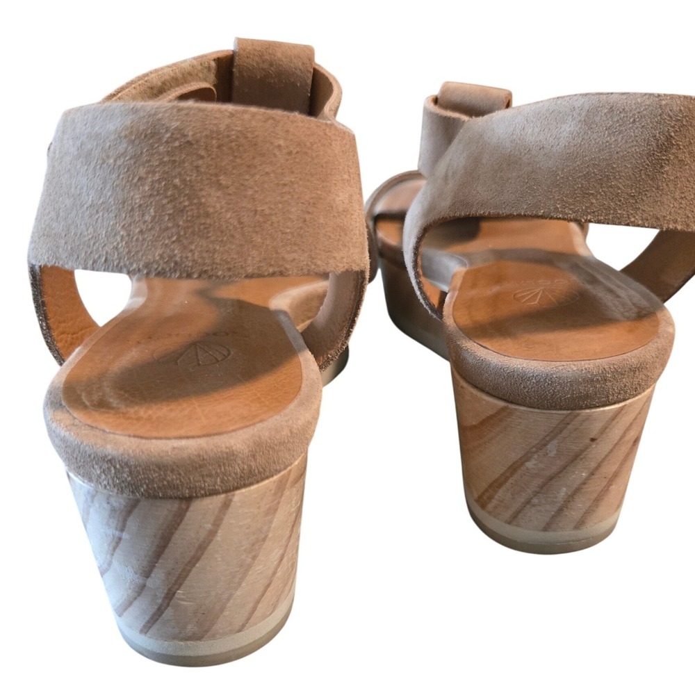 Coclico Suede Platform Sandals 37.5 Tan Leather Comfort Wedge Minimalist - Picture 8 of 12